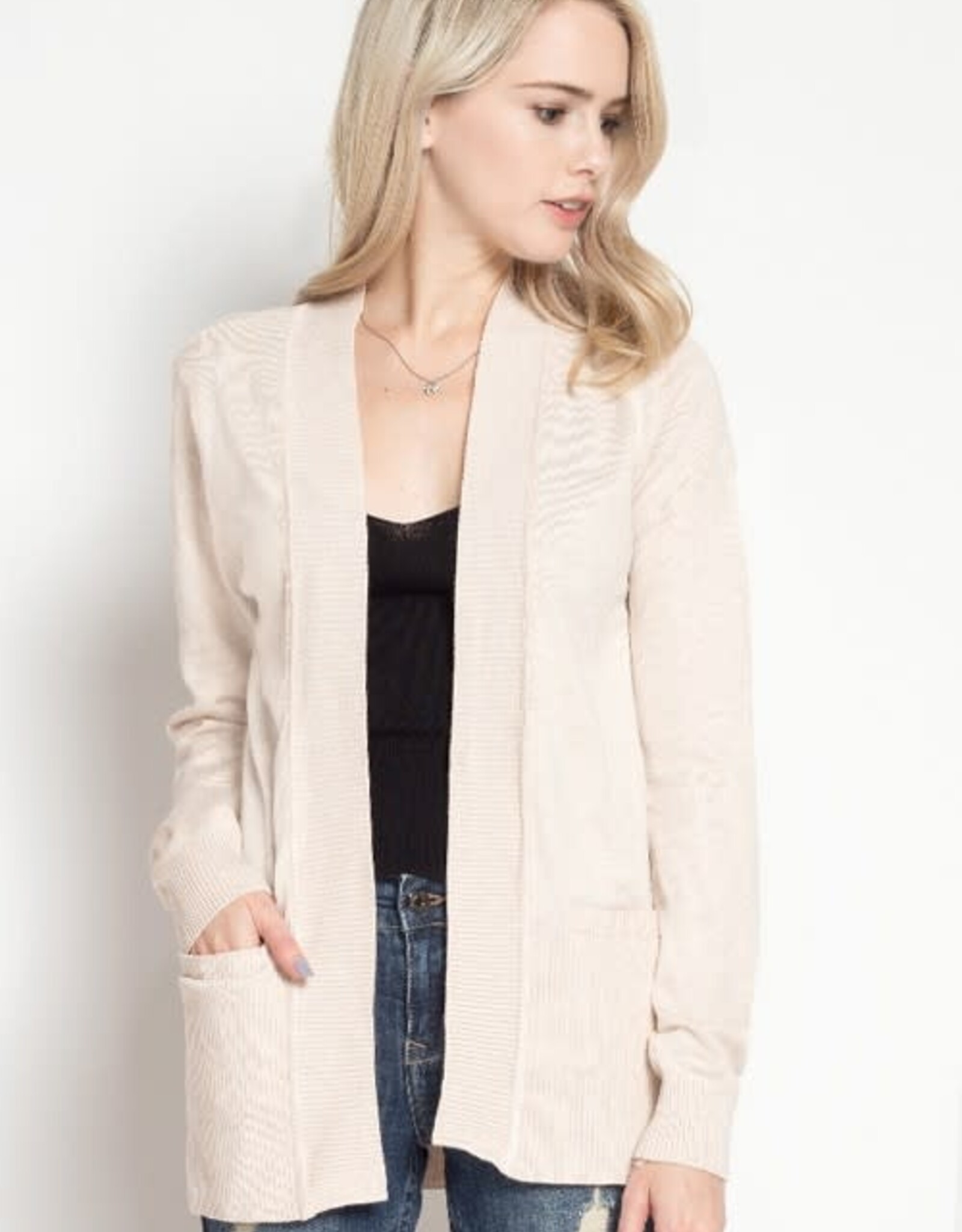 Miss Bliss Open Ribbed Cardigan - Oatmeal