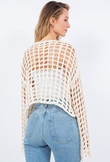 Miss Bliss Crochet Open Cardigan-Ivory