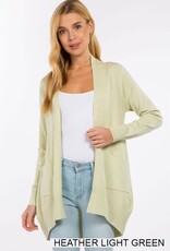 Miss Bliss Soft Long Line Cardigan-Heather Lt. Green