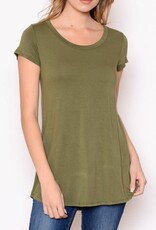 Chris & Carol Solid SS High low hem T-Shirt-