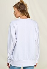 Miss Bliss Solid LS Knit Round Neck Top-White
