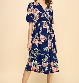 Miss Bliss Penelope Faux Wrap Midi Dress