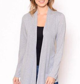 Miss Bliss Open Front Knit Cardigan- H. Grey