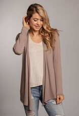 Miss Bliss Open Front Knit Cardigan- Taupe