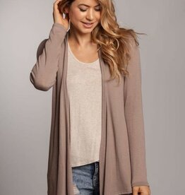 Miss Bliss Open Front Knit Cardigan- Taupe