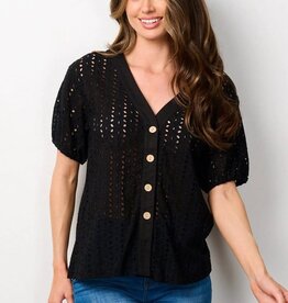 Miss Bliss Button Down Eyelet Blouse
