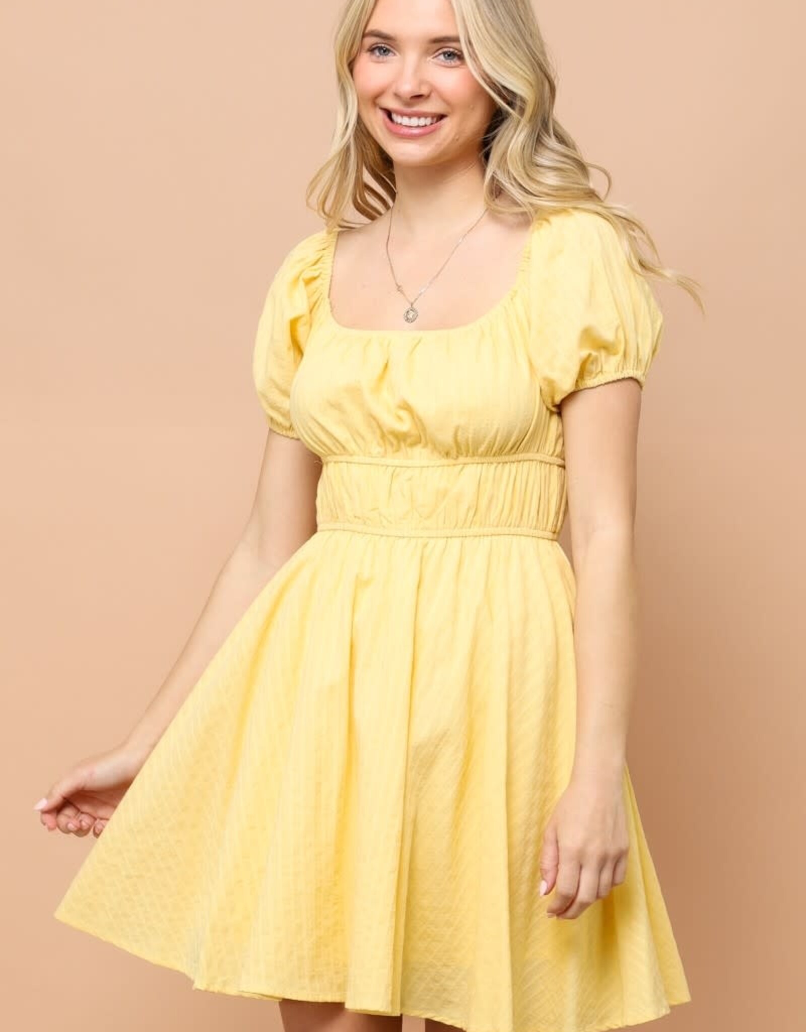 Miss Bliss Daisi Puff Sleeve Fit-and-Flare Mini Dress