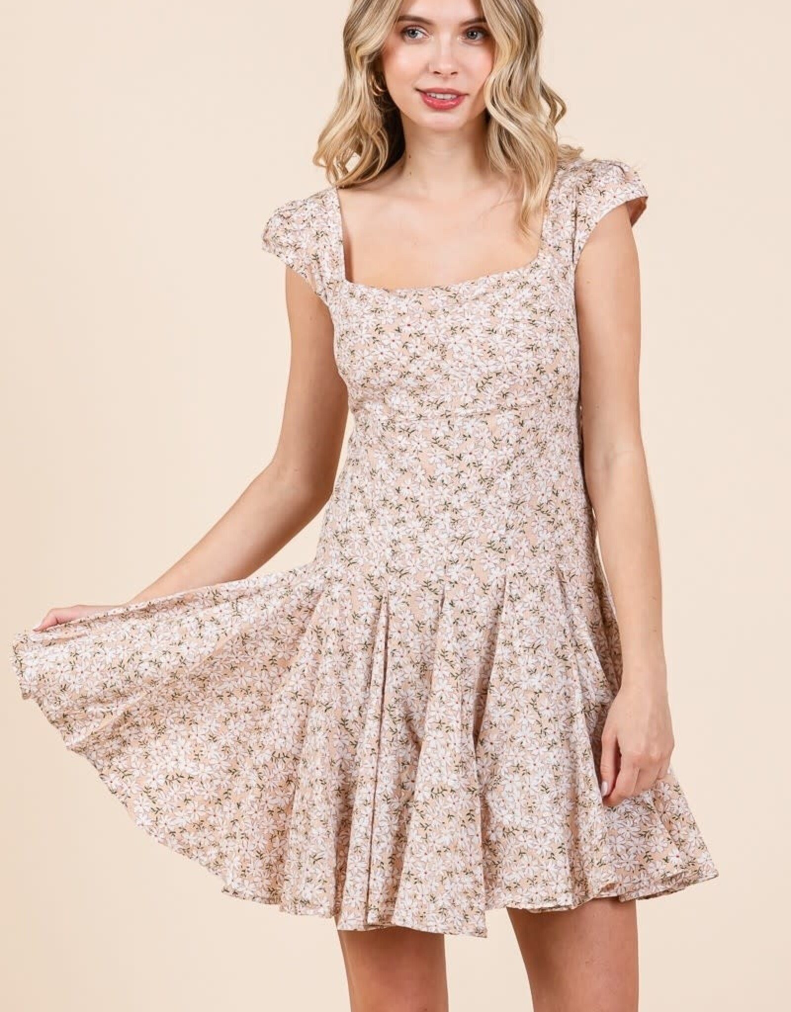 Miss Bliss Peach Fit-and-Flare Mini Dress
