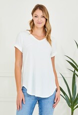 Miss Bliss Ribbed V Neck SS Top-