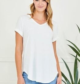 Miss Bliss Ribbed V Neck SS Top *3 Styles* -