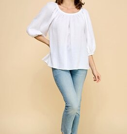 Miss Bliss Modest White Puff Sleeve Blouse