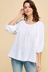 Miss Bliss Modest White Puff Sleeve Blouse