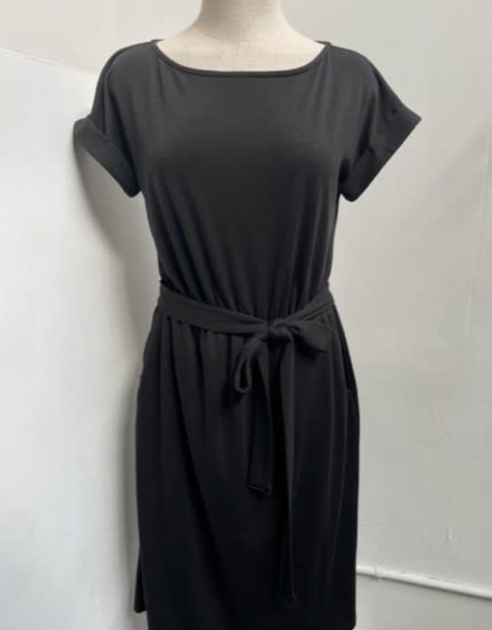 Miss Bliss Reserved Black Belted French Terry Dress