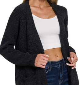 Miss Bliss Open Front Chenile Cardigan
