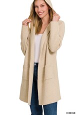 Miss Bliss Hooded Open Front Sweater Cardigan