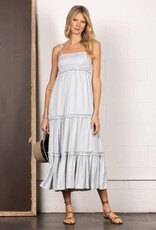 Miss Bliss Livid Spaghetti Strap Solid Tiered Maxi