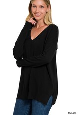 Miss Bliss Zen Relaxed Fit V Neck Front Seam Sweater