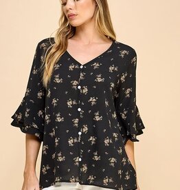 Miss Bliss CC Floral Button Down Blouse