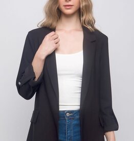 Miss Bliss Woven Solid 3/4 Sleeve Blazer