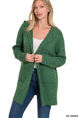 Miss Bliss Hooded Open Front Sweater Cardigan