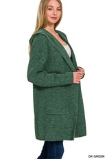 Miss Bliss Hooded Open Front Sweater Cardigan