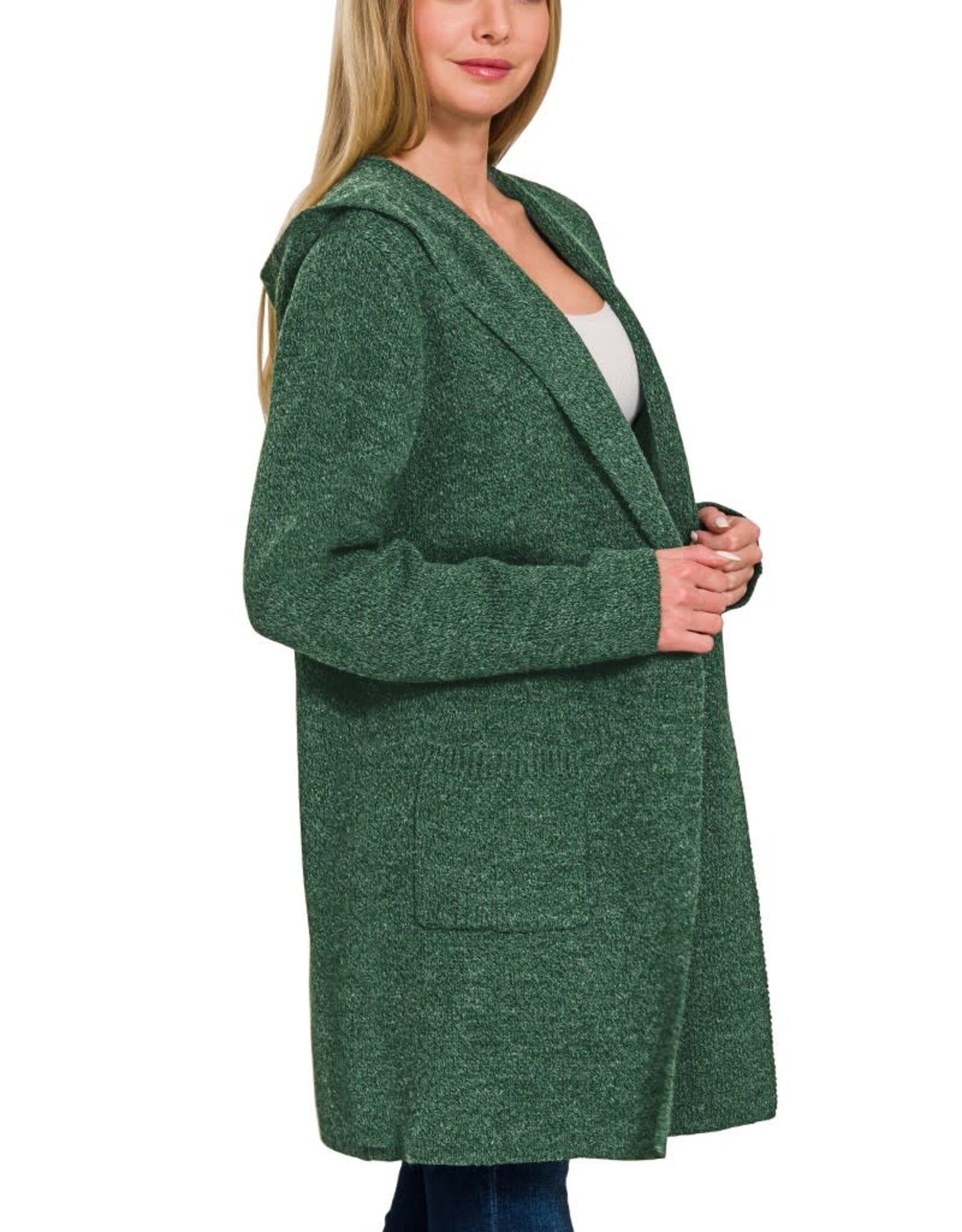 Miss Bliss Hooded Open Front Sweater Cardigan