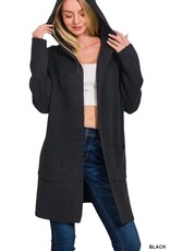 Miss Bliss Hooded Open Front Sweater Cardigan