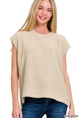 Miss Bliss Zen Osized Crew Neck Sweater Vest-Ivory