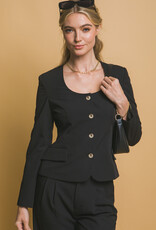Miss Bliss LT Button-Up Ls Casual Blazer-Black