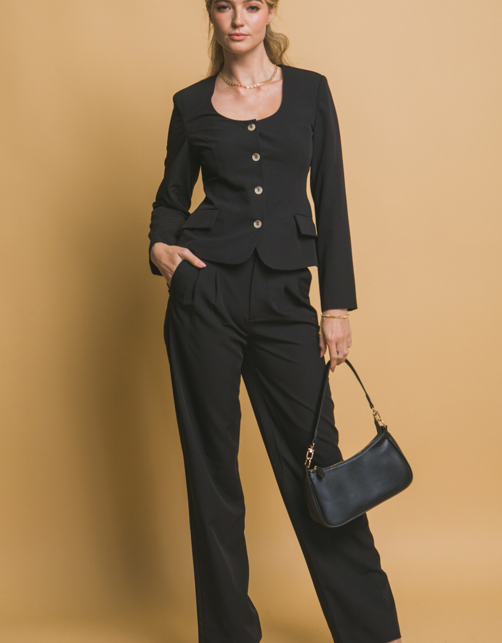 Miss Bliss LT Button-Up Ls Casual Blazer-Black