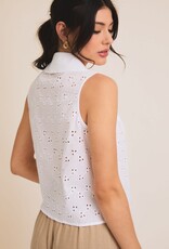 Miss Bliss Gilli Button Down Slvls Lace Shirt-White