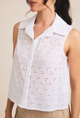 Miss Bliss Gilli Button Down Slvls Lace Shirt-White