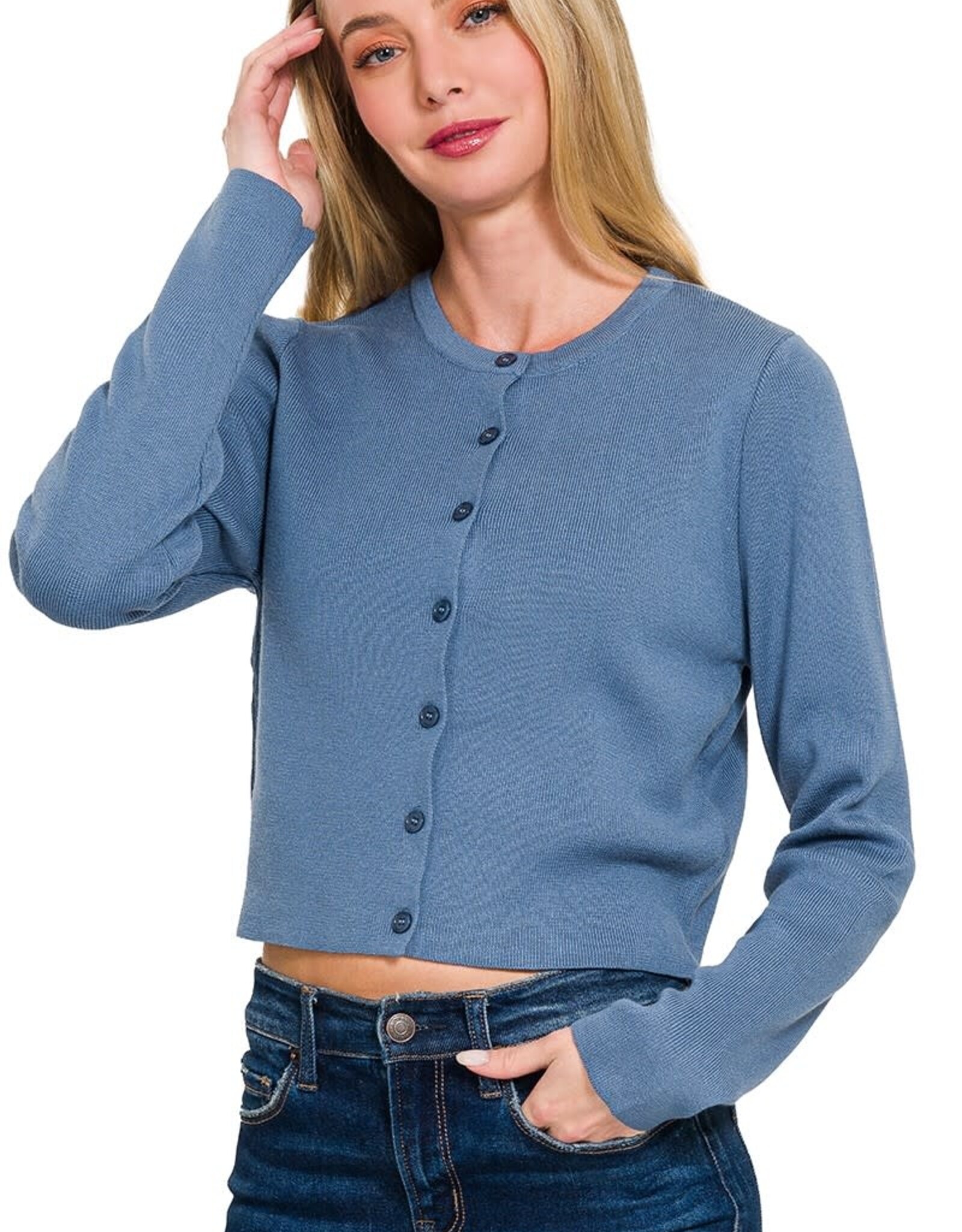 Miss Bliss Zen 7 Button Crew Basic Cardigan
