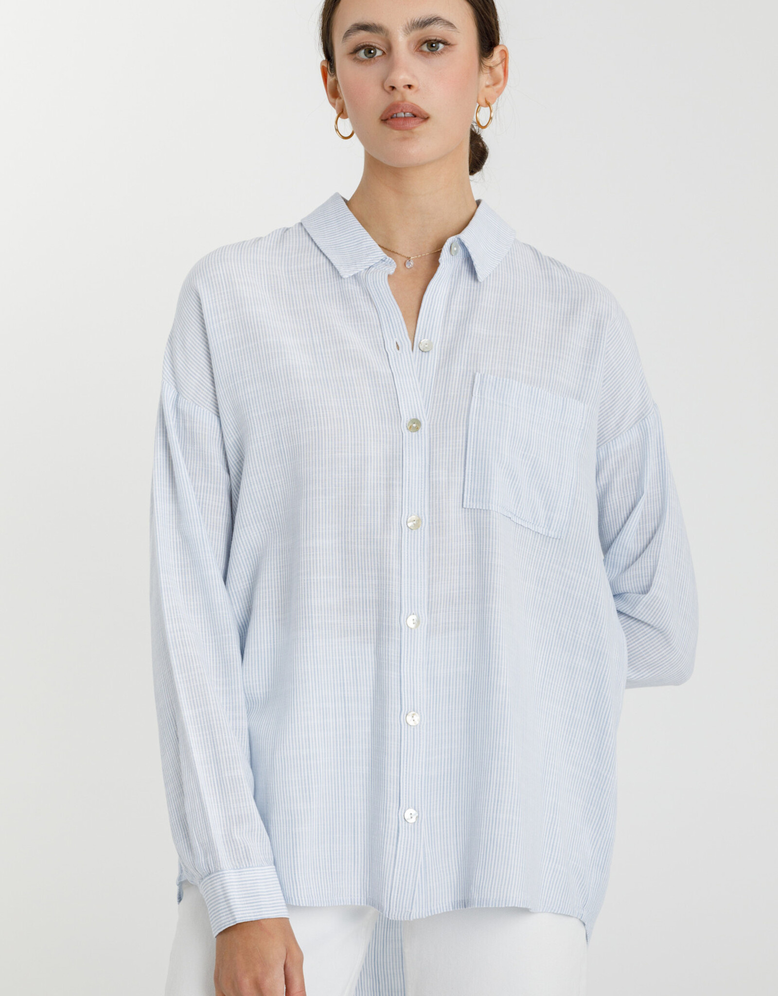 Miss Bliss BC Hairline Stripe Button Down Shirt-
