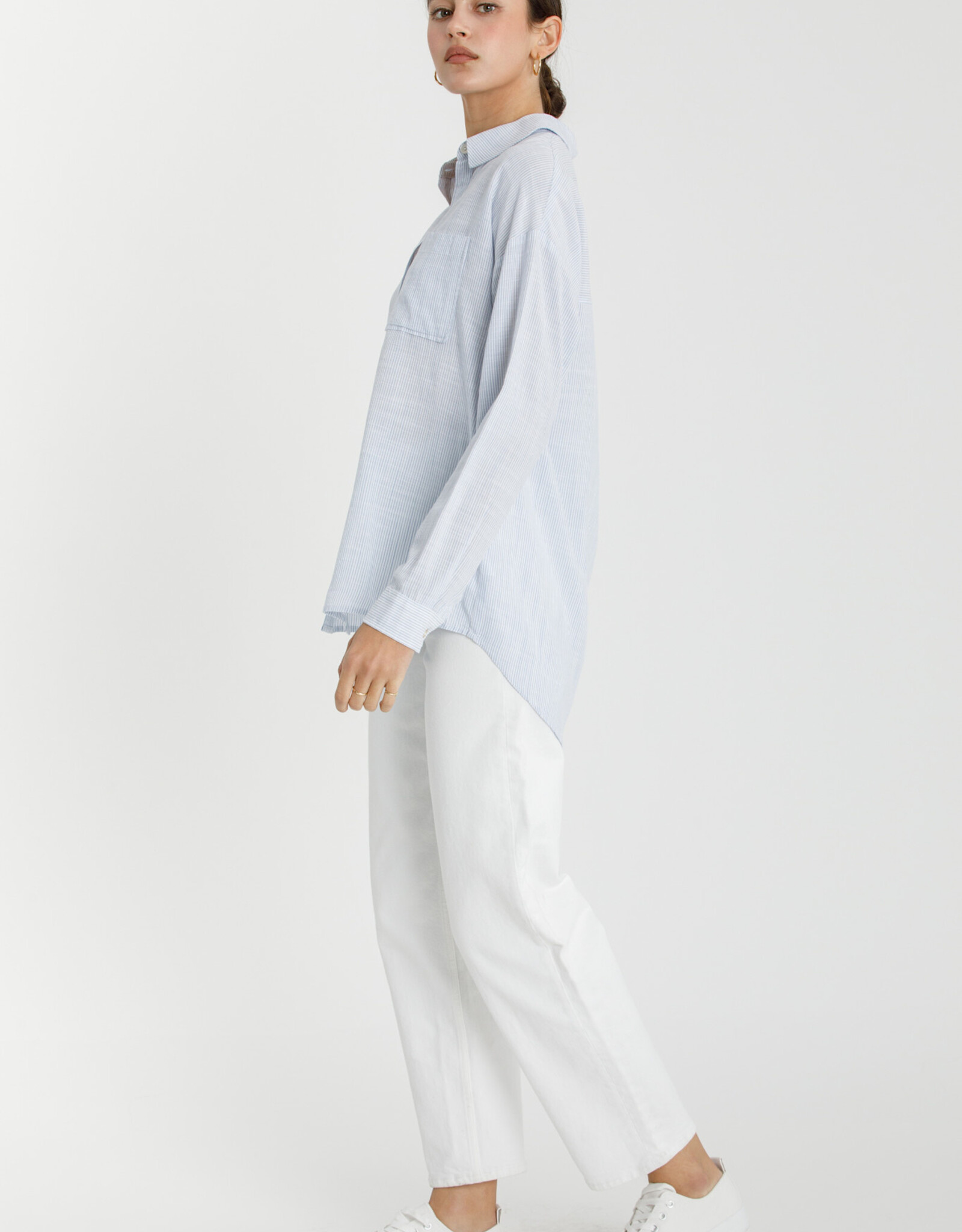 Miss Bliss BC Hairline Stripe Button Down Shirt-