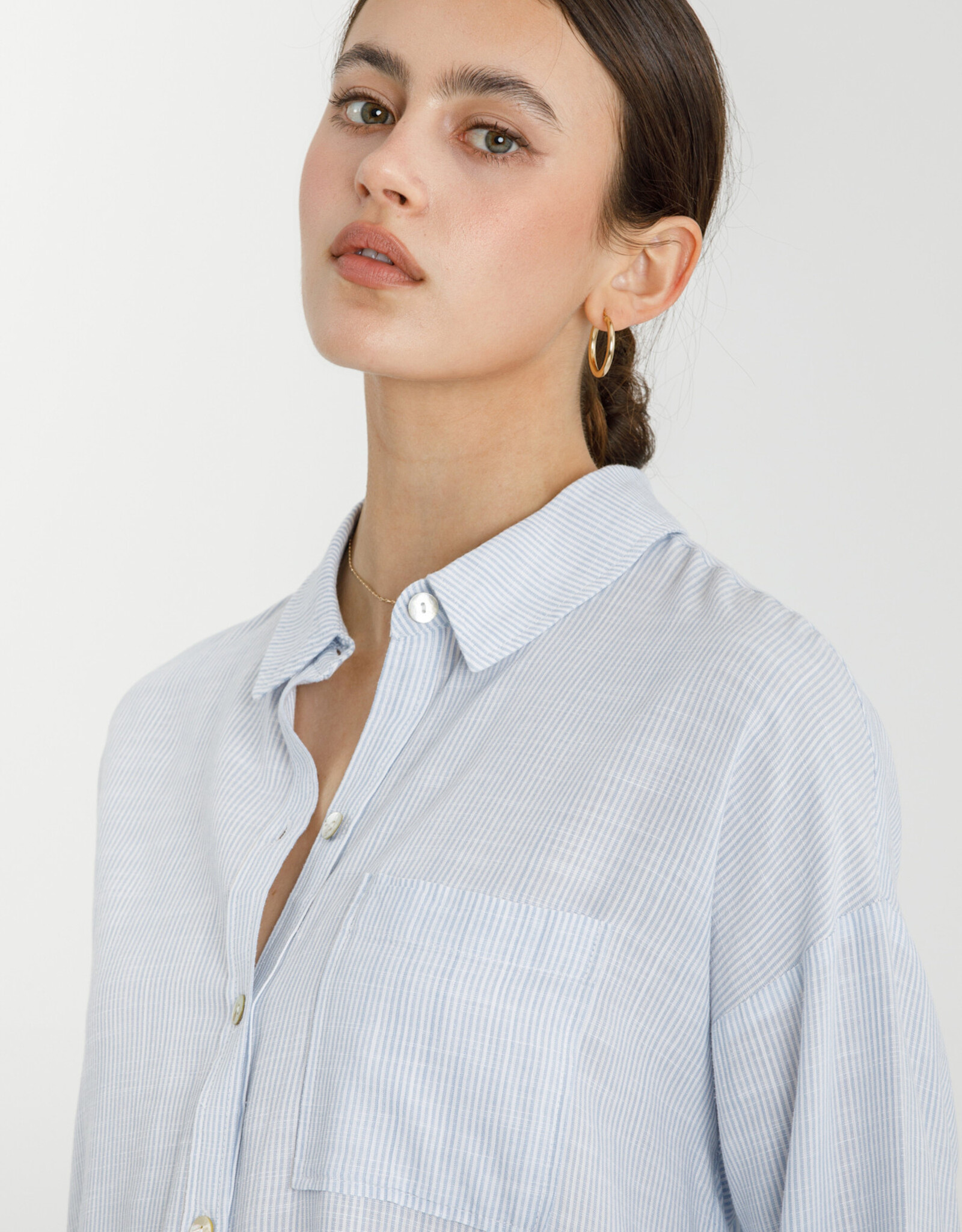 Miss Bliss BC Hairline Stripe Button Down Shirt-