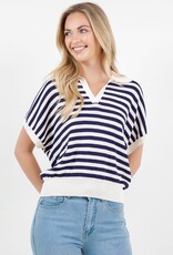 Miss Bliss Dream Striped SS Polo Top-