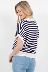 Miss Bliss Dream Striped SS Polo Top-