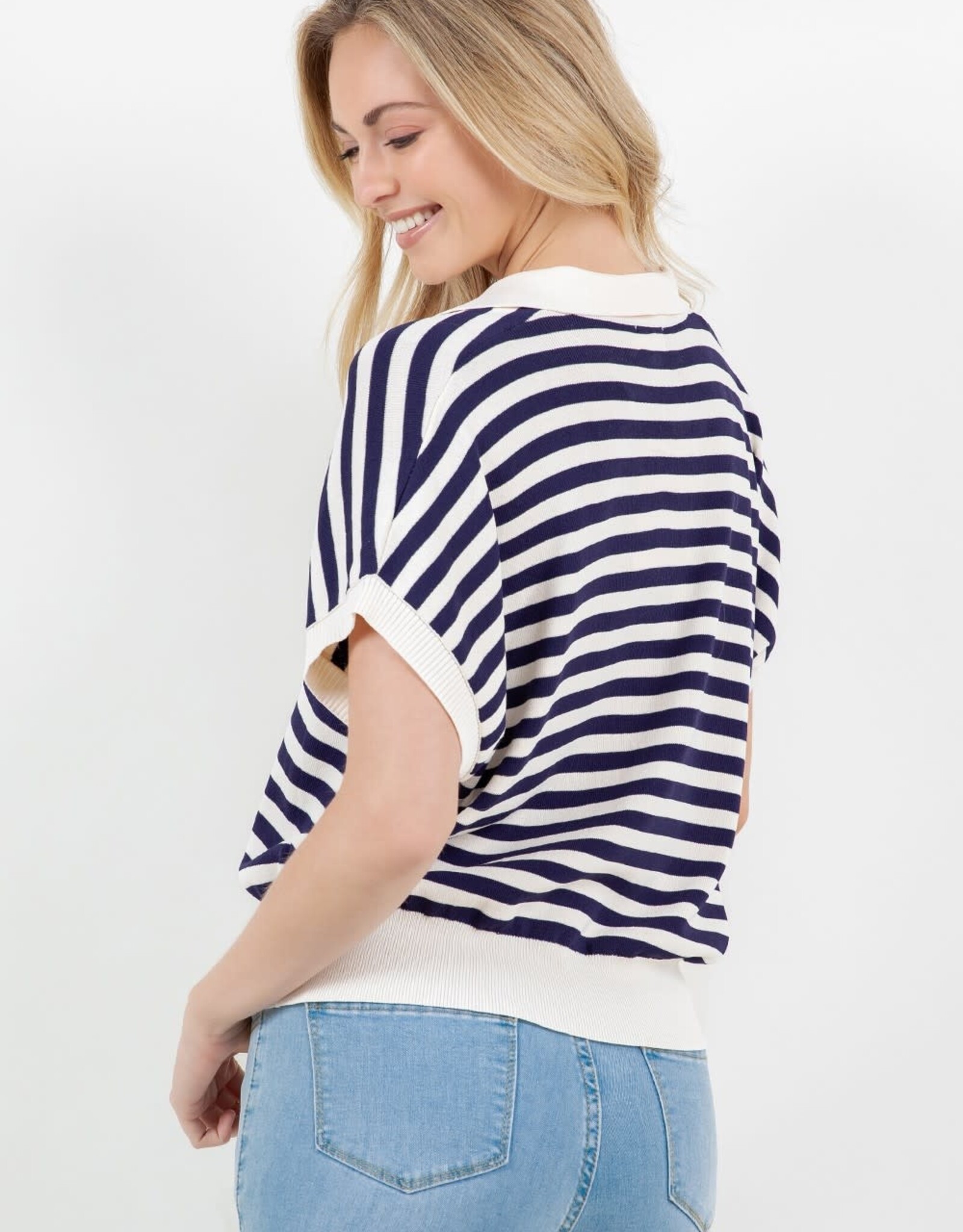 Miss Bliss Dream Striped SS Polo Top-