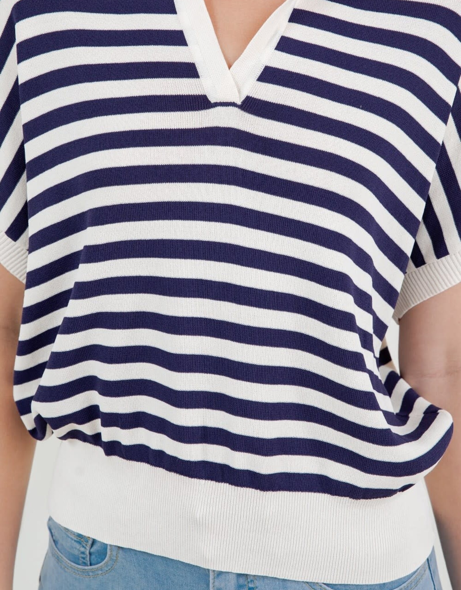 Miss Bliss Dream Striped SS Polo Top-
