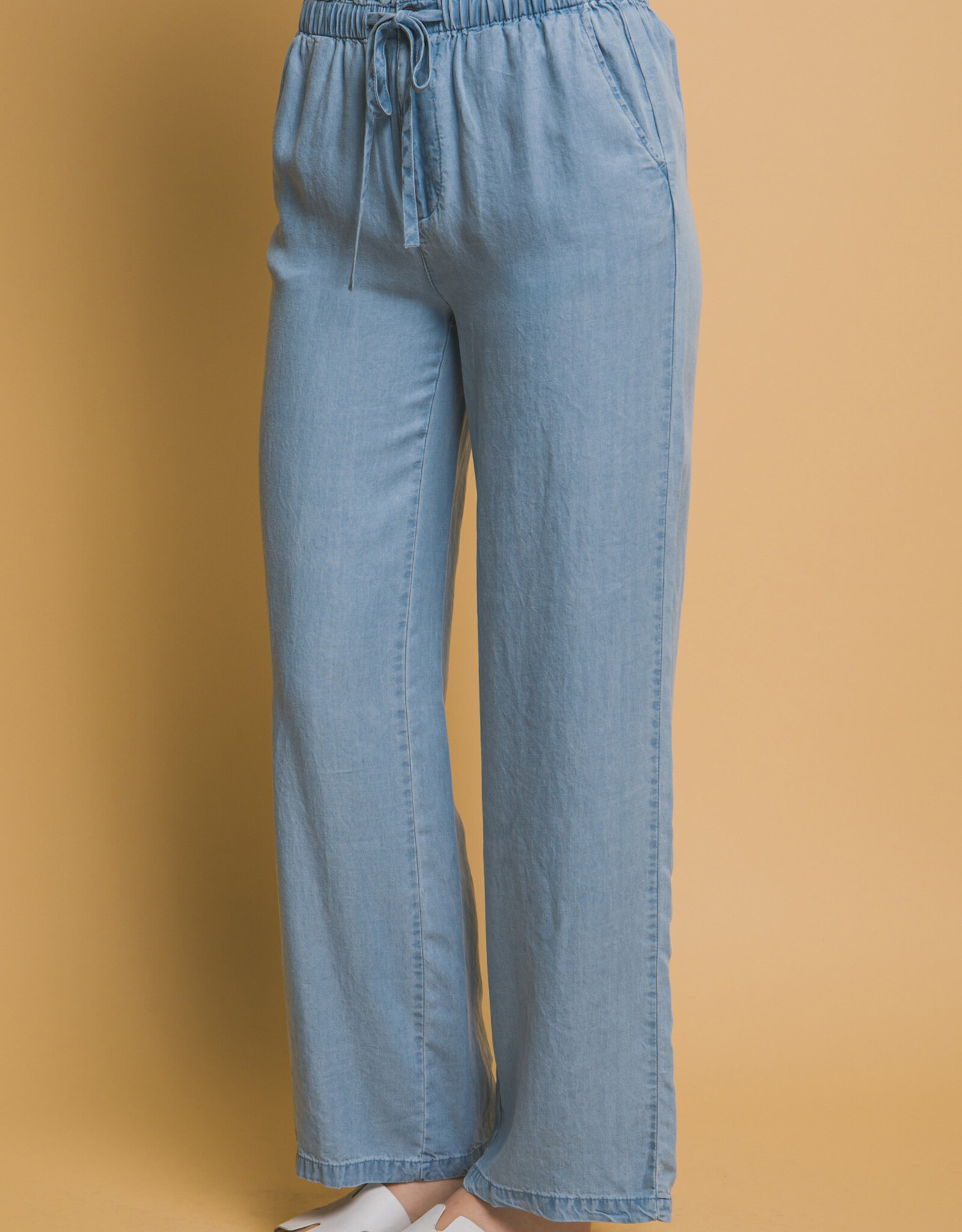 Miss Bliss LT Elastic Waist Tencel Pants-Lt Blue