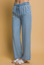Miss Bliss LT Elastic Waist Tencel Pants-Lt Blue