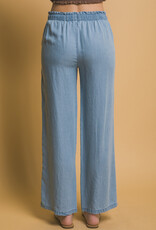 Miss Bliss LT Elastic Waist Tencel Pants-Lt Blue