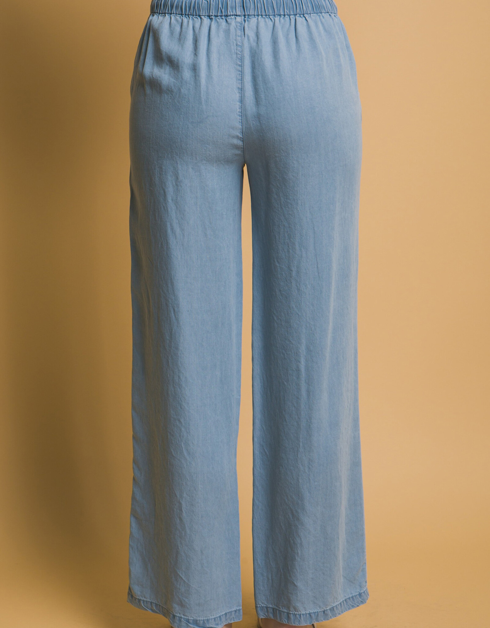 Miss Bliss LT Elastic Waist Tencel Pants-Lt Blue