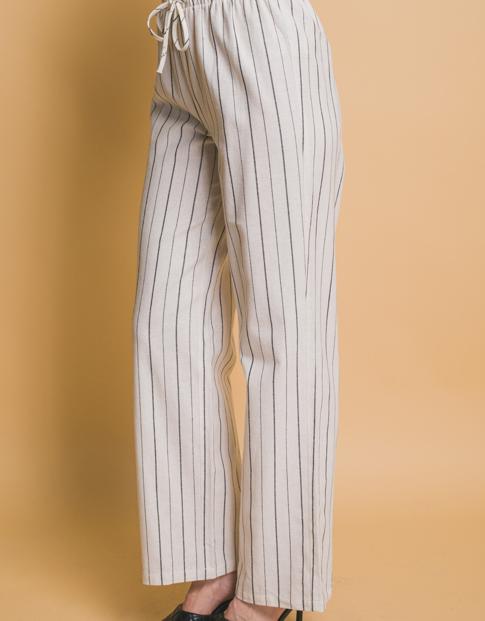 Miss Bliss LT Stripe Linen Pant-Natural