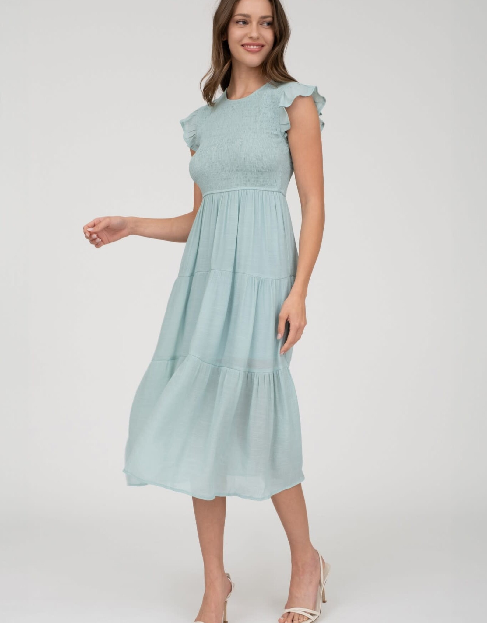 Miss Bliss M&E Smocked Tiered Midi Dress-