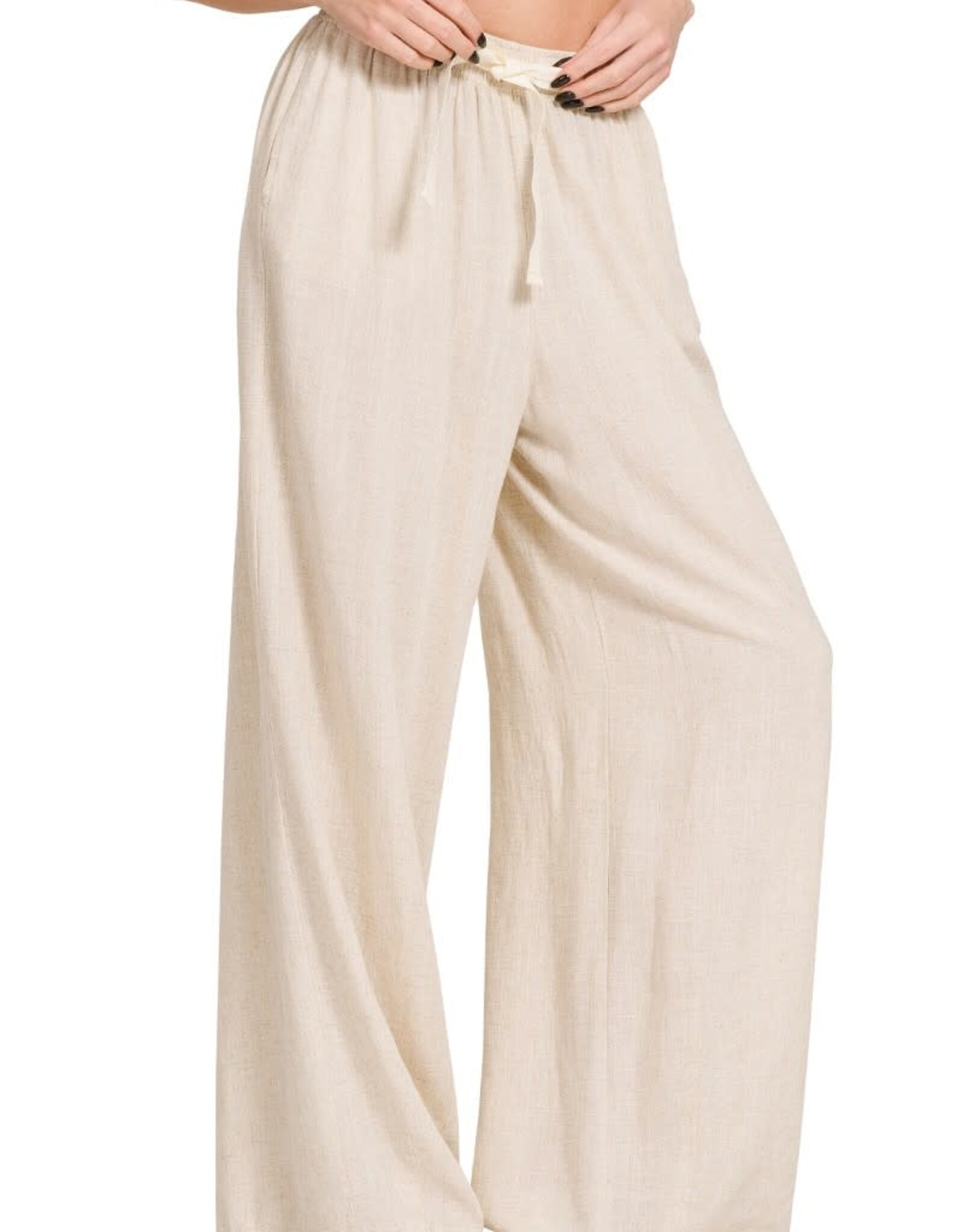 Miss Bliss Zen Linen Drawstring Pants-
