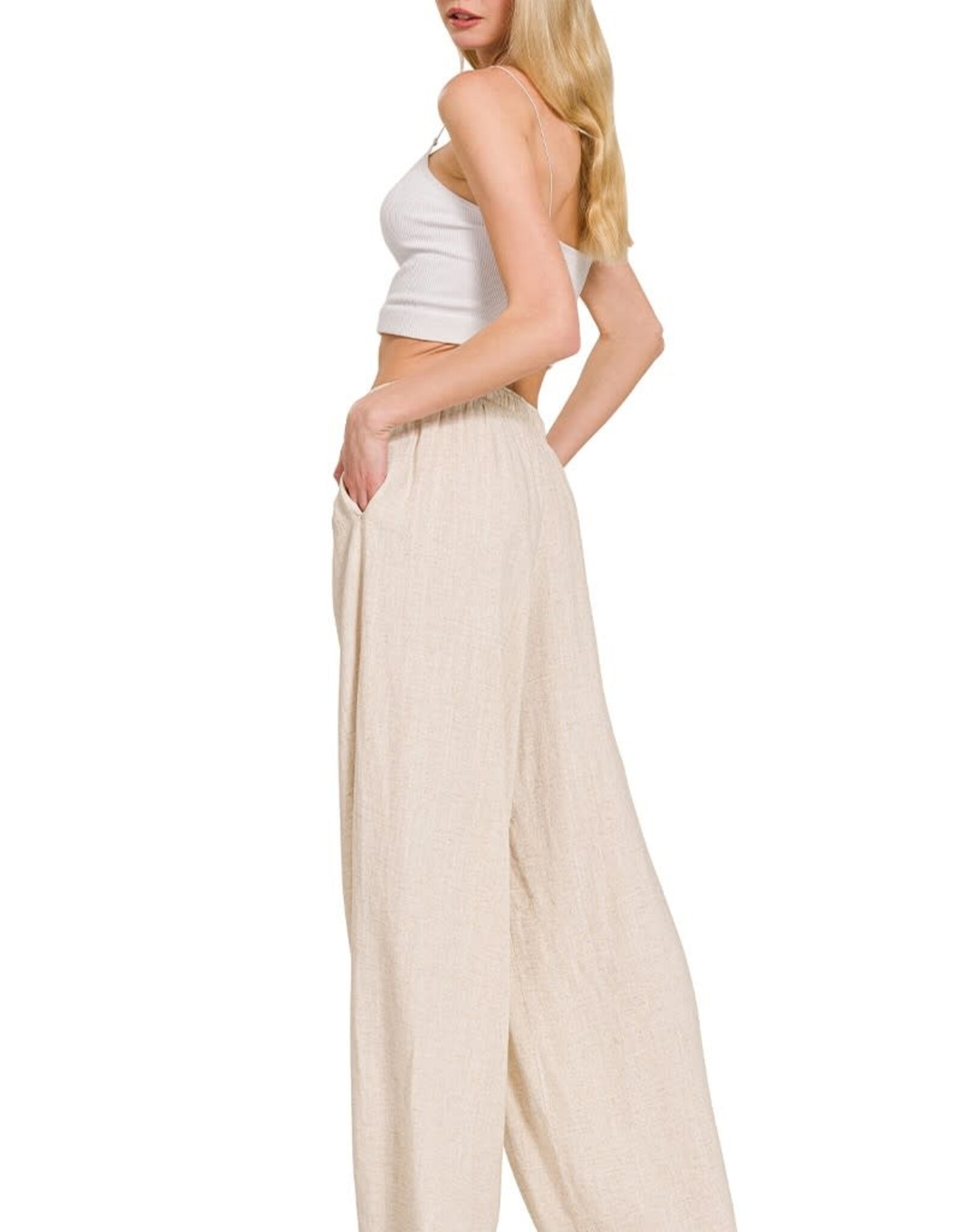 Miss Bliss Zen Linen Drawstring Pants-