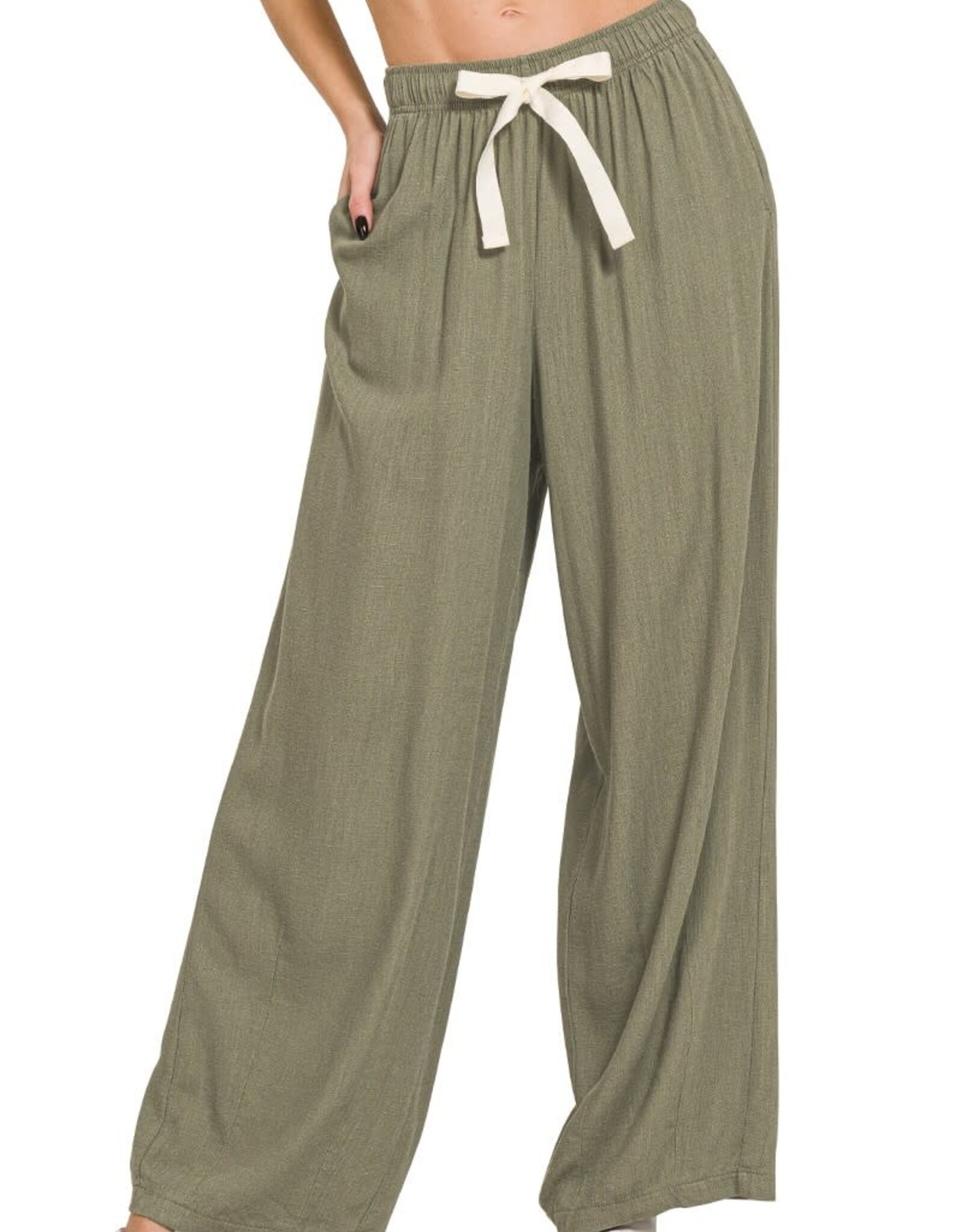 Miss Bliss Zen Linen Drawstring Pants-