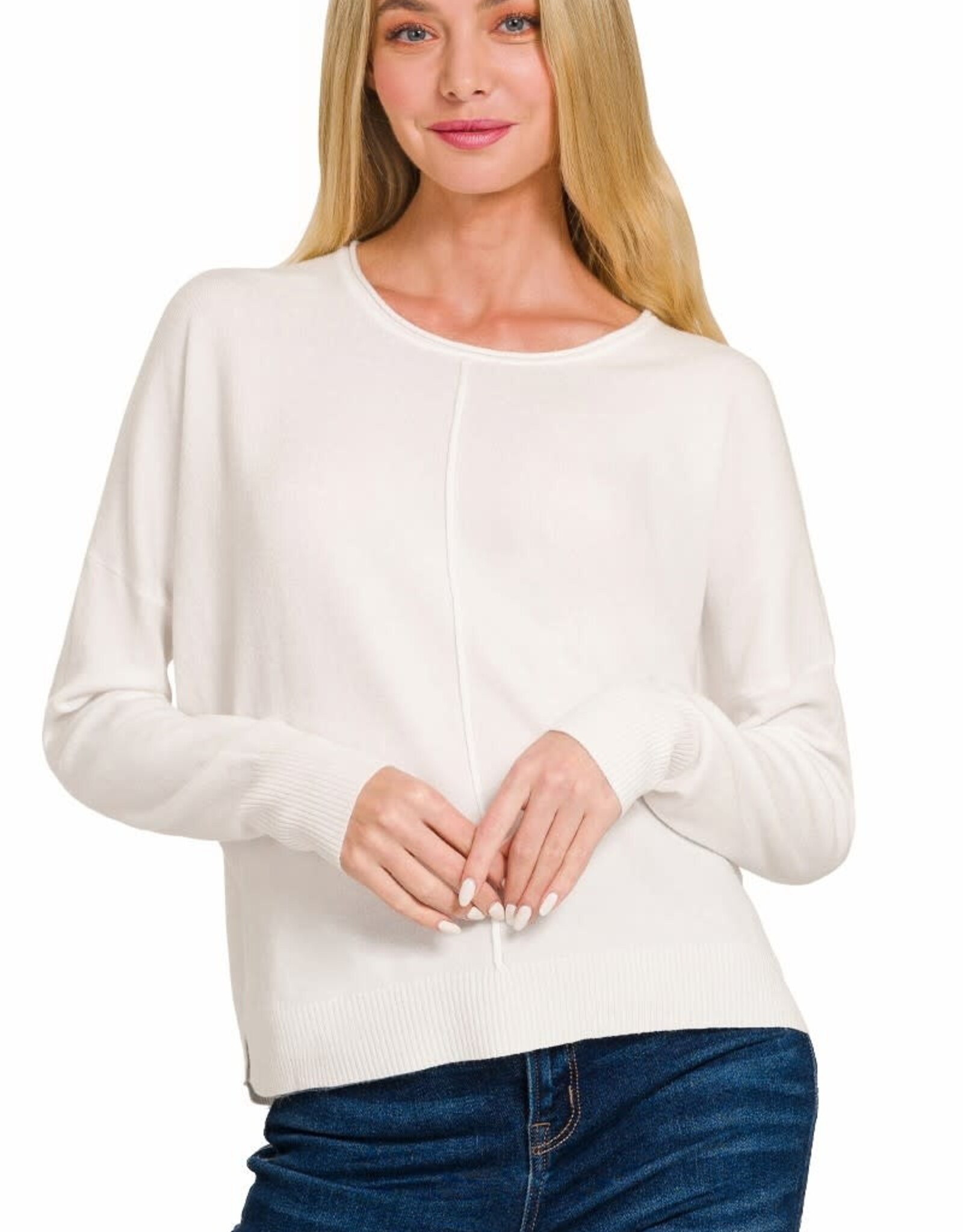 Miss Bliss Zen Front Seam R Neck Sweater-